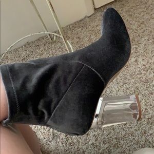 Charlotte Russe Grey Clear Heel Boots 8